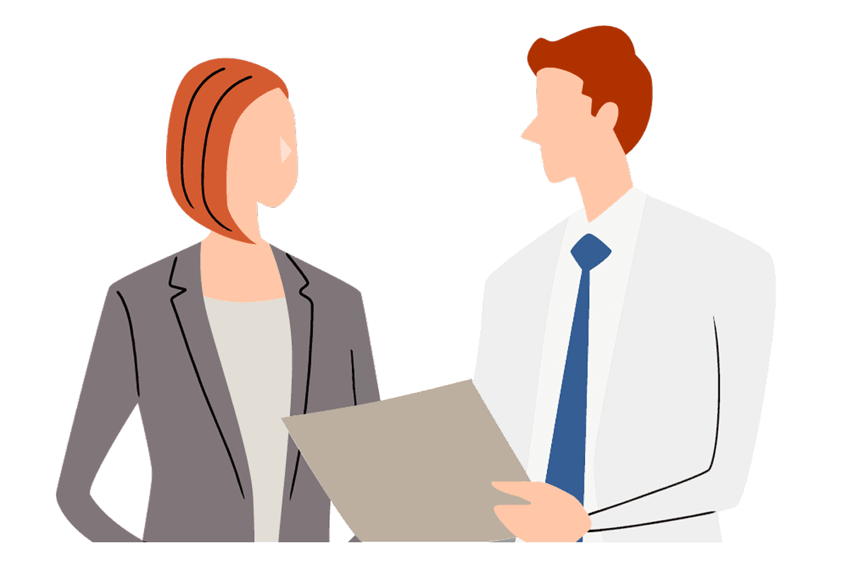 医者と採用担当者をイメージしたイラスト - ステートメントページ