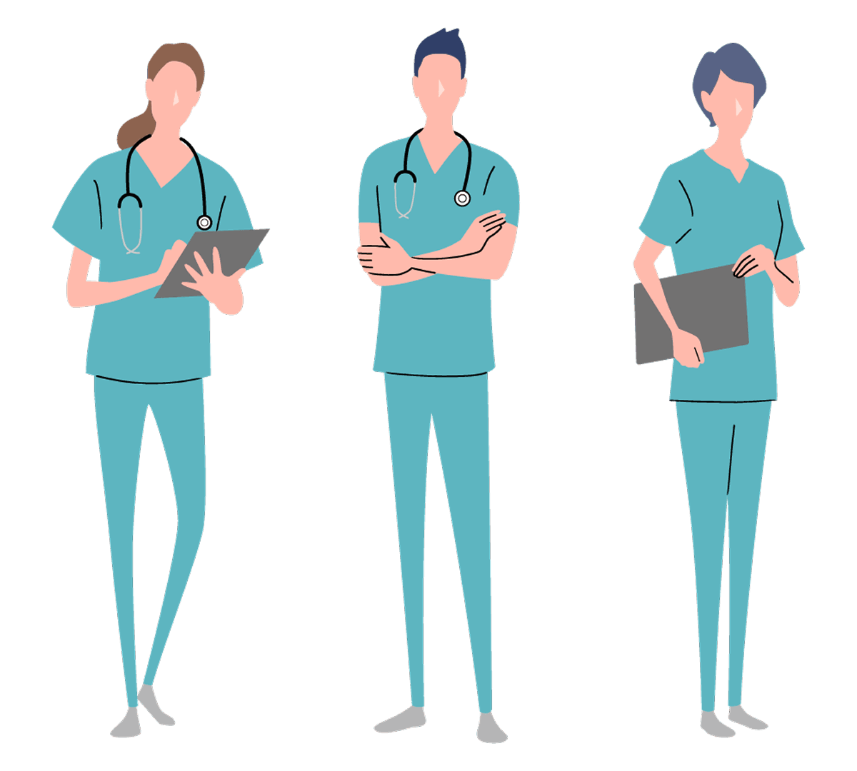 医療・看護をイメージした3人の看護師のイラスト - ステートメントページ